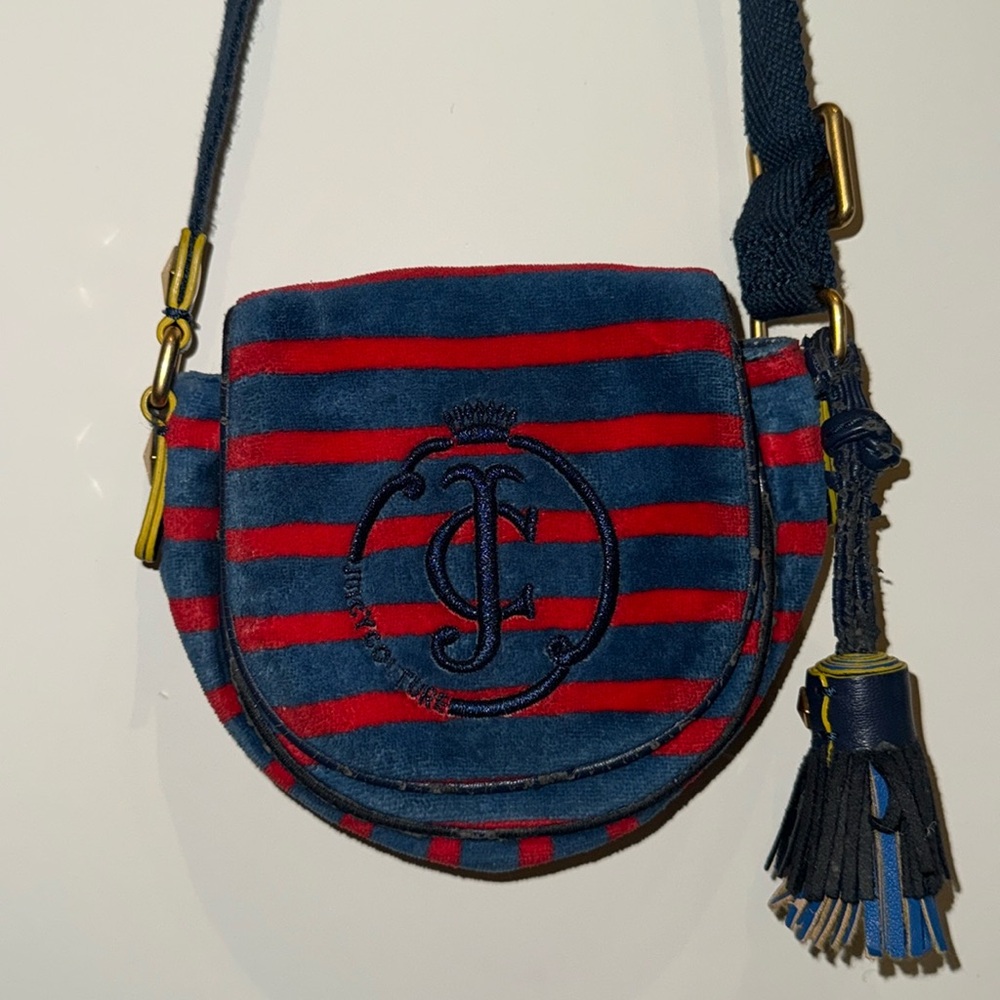 Juicy Couture Vintage Y2K 2002 Rare red and blue velour mini crossbody